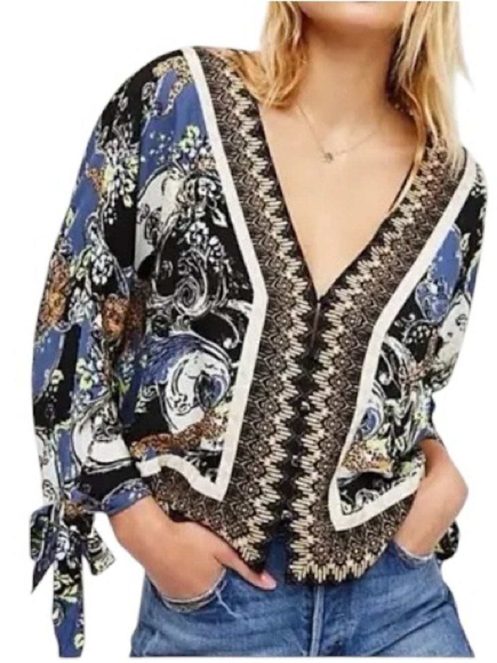 Free People Catch Me If You Can Jungle Oversized Blouse SMALL